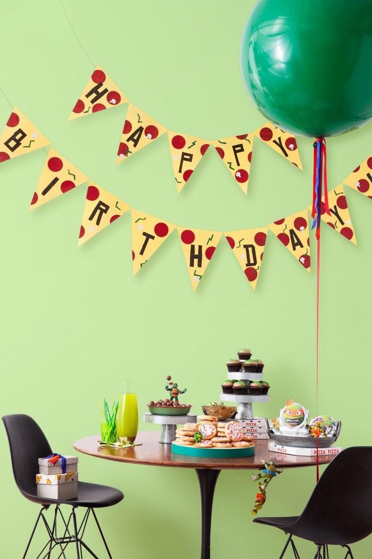 TMNT Printable Pizza Pendant Birthday Banner | Nickelodeon Parents